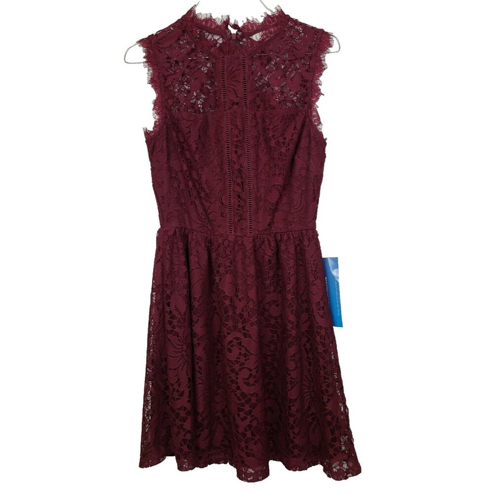 Speechless Lace Fit & Flare Dress Womens Medium Burgundy Sleeveless‎ Prom Fairy